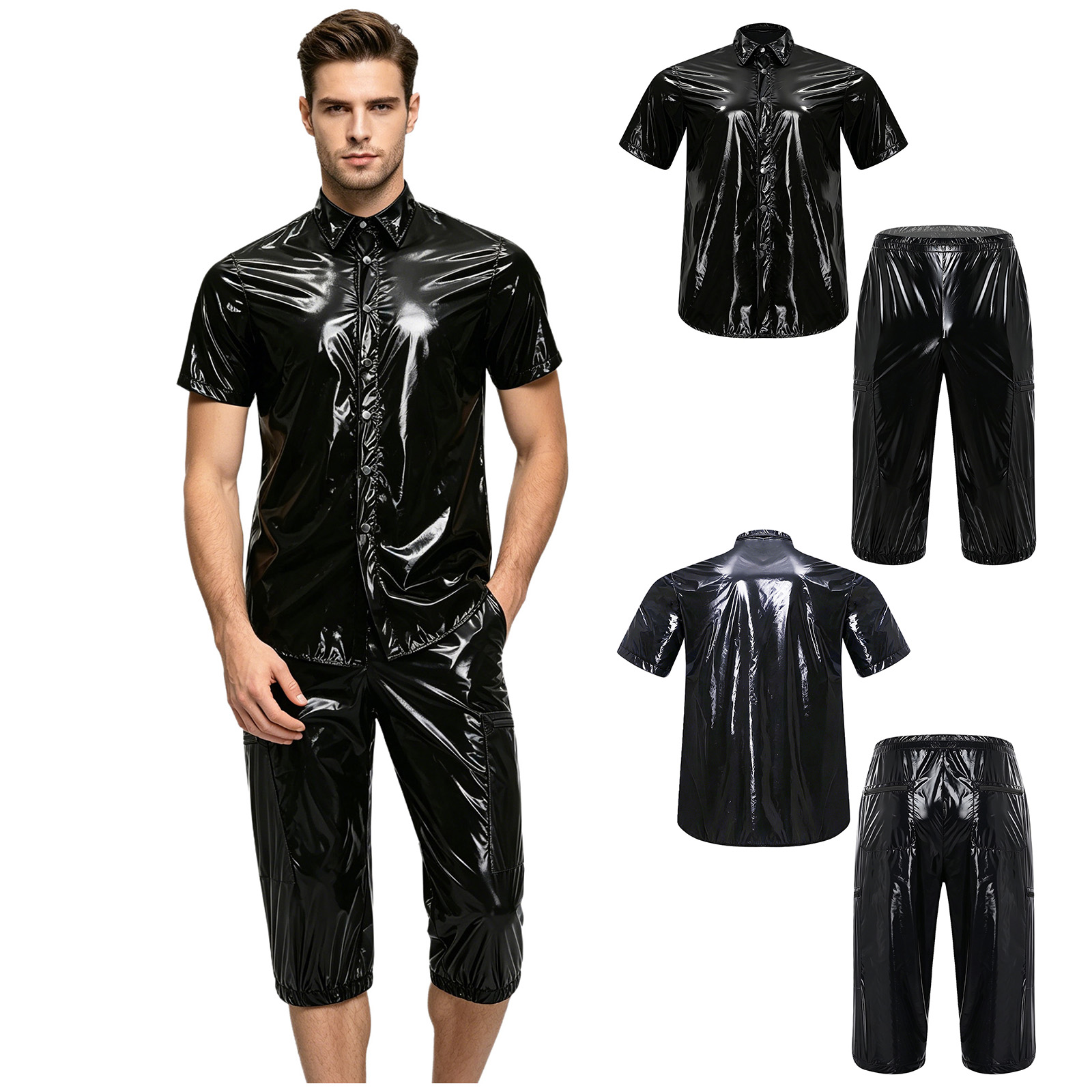 Track Suit Men - Mens Waterproof Sauna Outfit Glossy Sweat