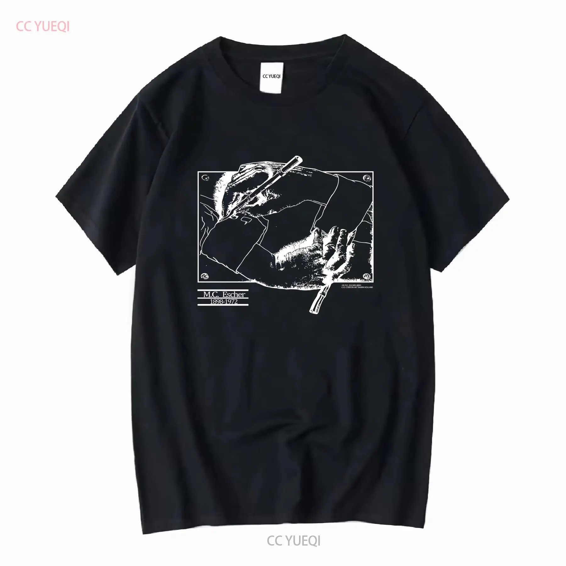 Mens Fashion Black Shirt - Vintage 1990 MC Escher T Shirt