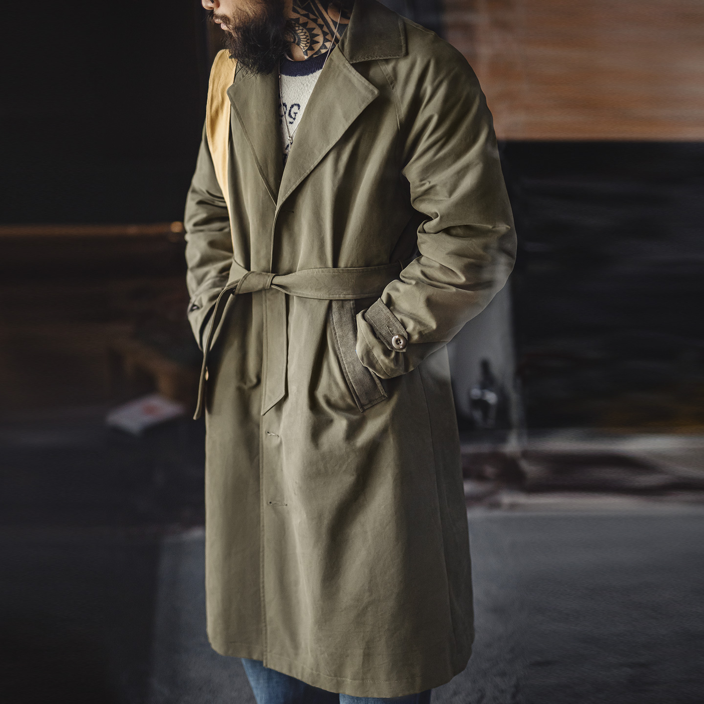 Corduroy Jacket Men - Maden Vintage Men‘s Military Green Trench