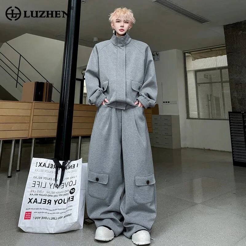 Knitted Cardigan Men - LUZHEN Color Cardigan 2026 PU Leather