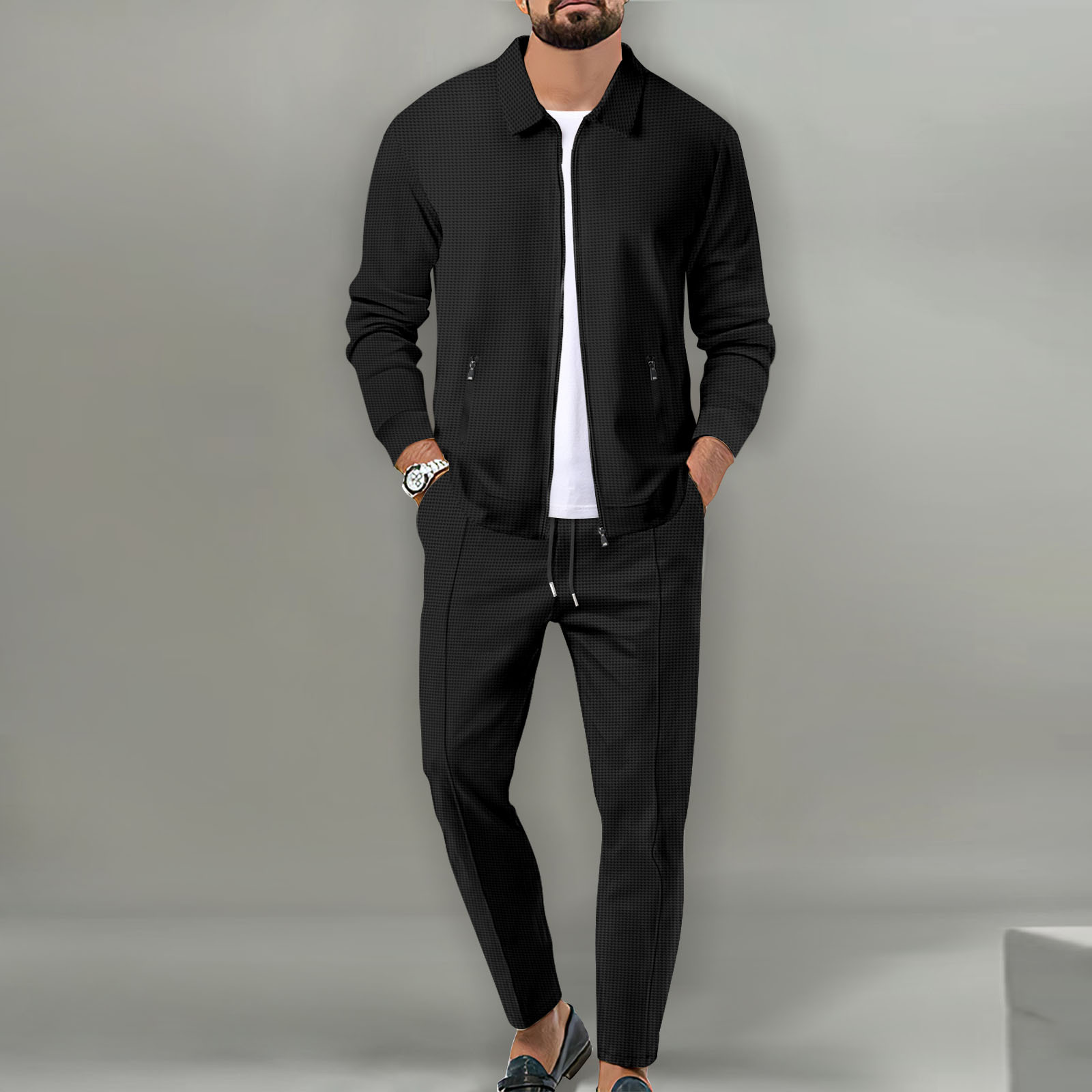 Knitted Cardigan Men - Men's autumn jacket set for young