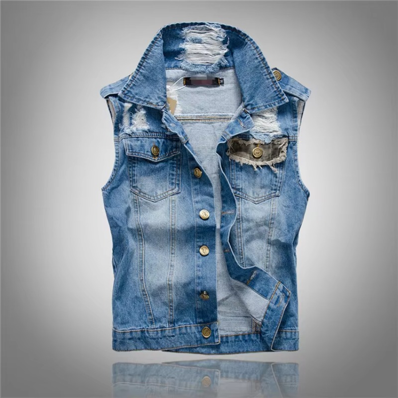 Men'S Fashion Vest With Jeans - Men Slim Denim Vests Jackets Waistcoats