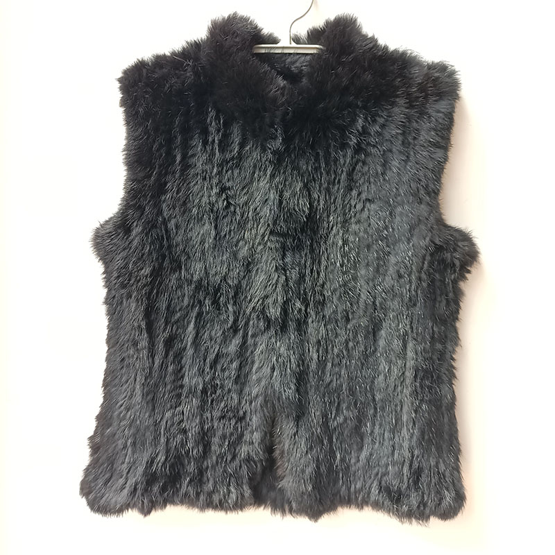 Formal Waistcoat Vest - 2023 Winter Black Knitted Real Rabbit