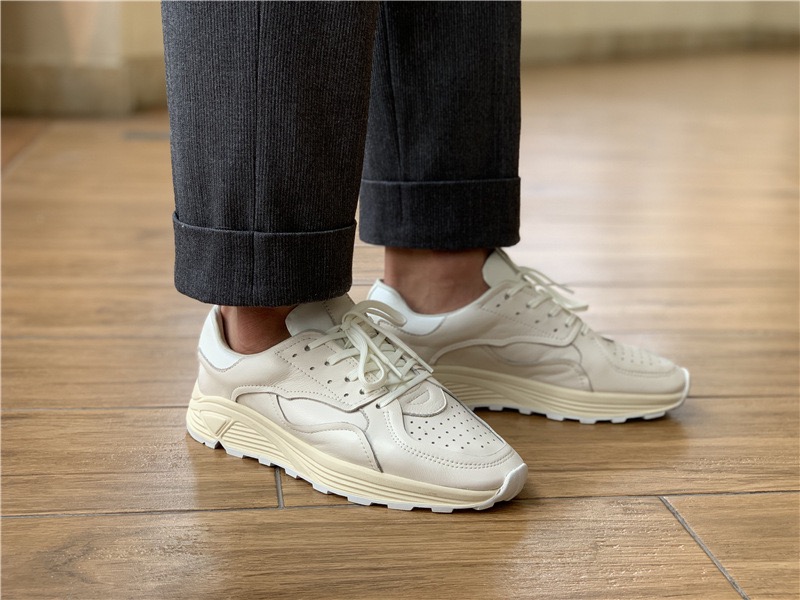 Men'S Fashion Loafers - Round-toe Lace-up Casual White Thick-soled Men’s