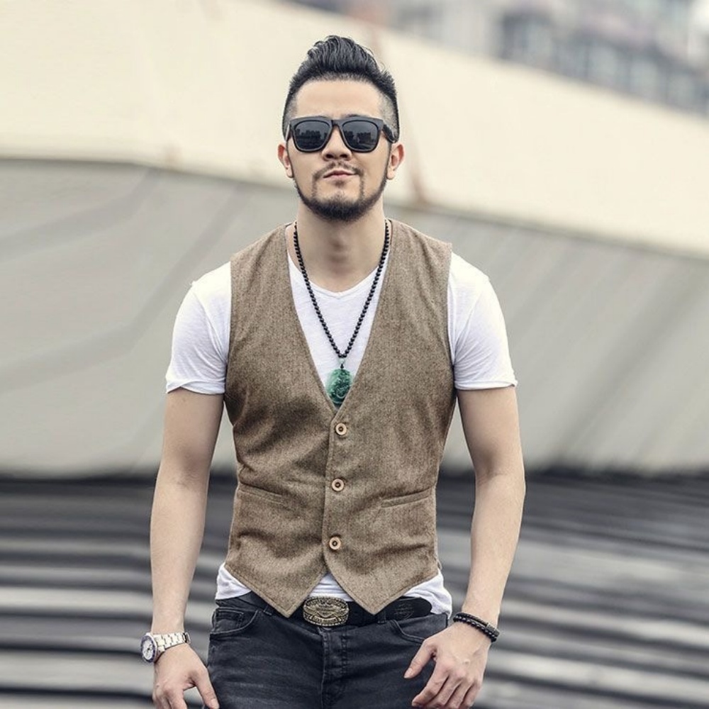 Formal Waistcoat Vest - V Neck Men's Linen Vest Single