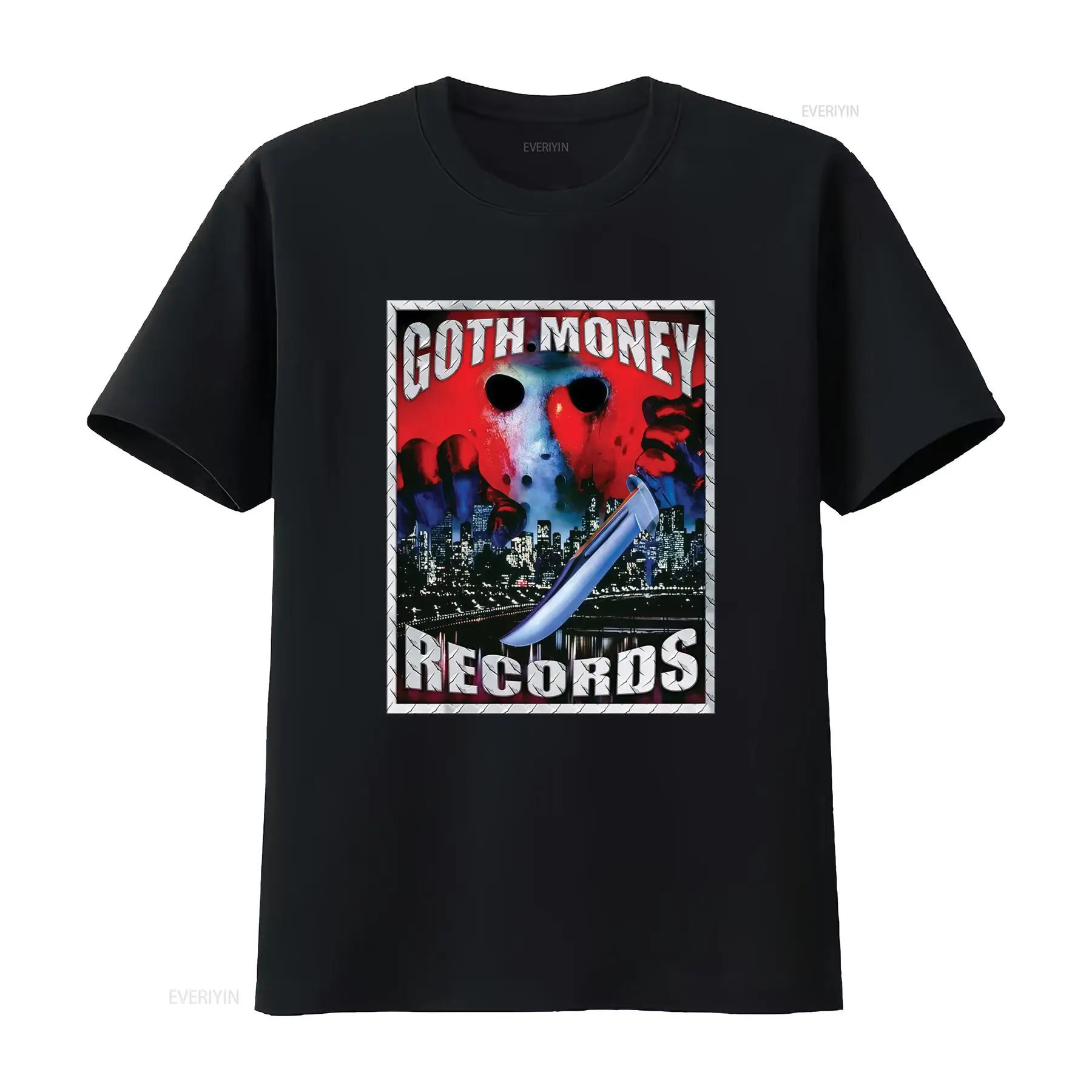 Mens Fashion Black Shirt - Goth Money Records Jason Logo T