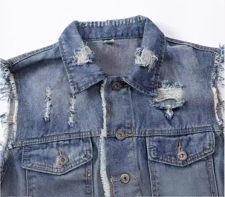 Men'S Fashion Vest With Jeans - New Fashion Men Blue Casual Ripped