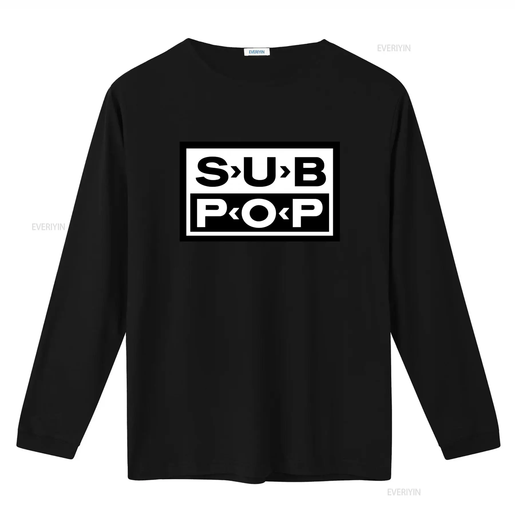 Sub Pop Logo T Shirt Black wit - Mens Fashion Black Shirt ulasan dan harga