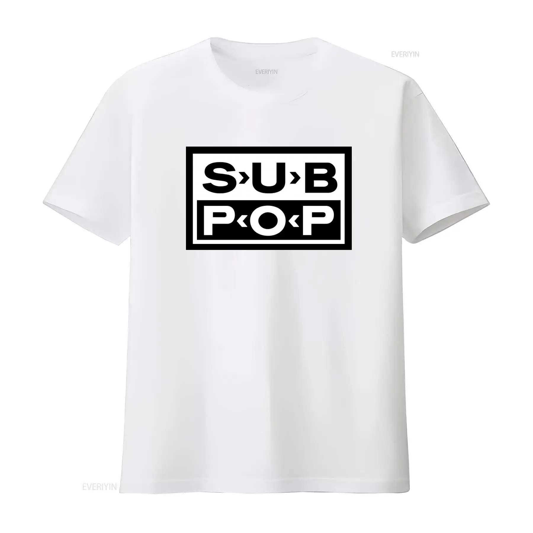 Sub Pop Logo T Shirt Black wit - Mens Fashion Black Shirt ulasan dan harga