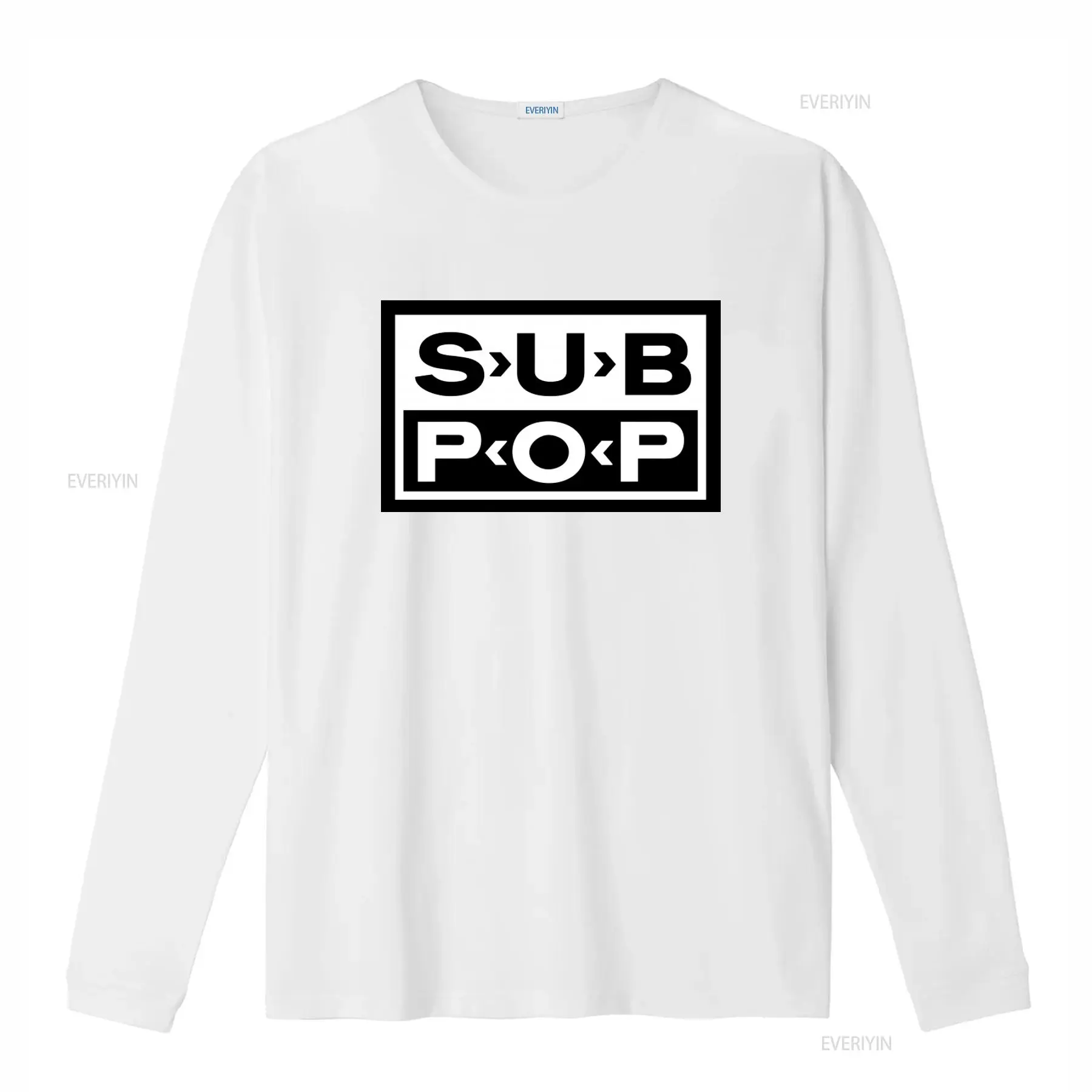 Sub Pop Logo T Shirt Black wit - Mens Fashion Black Shirt ulasan dan harga
