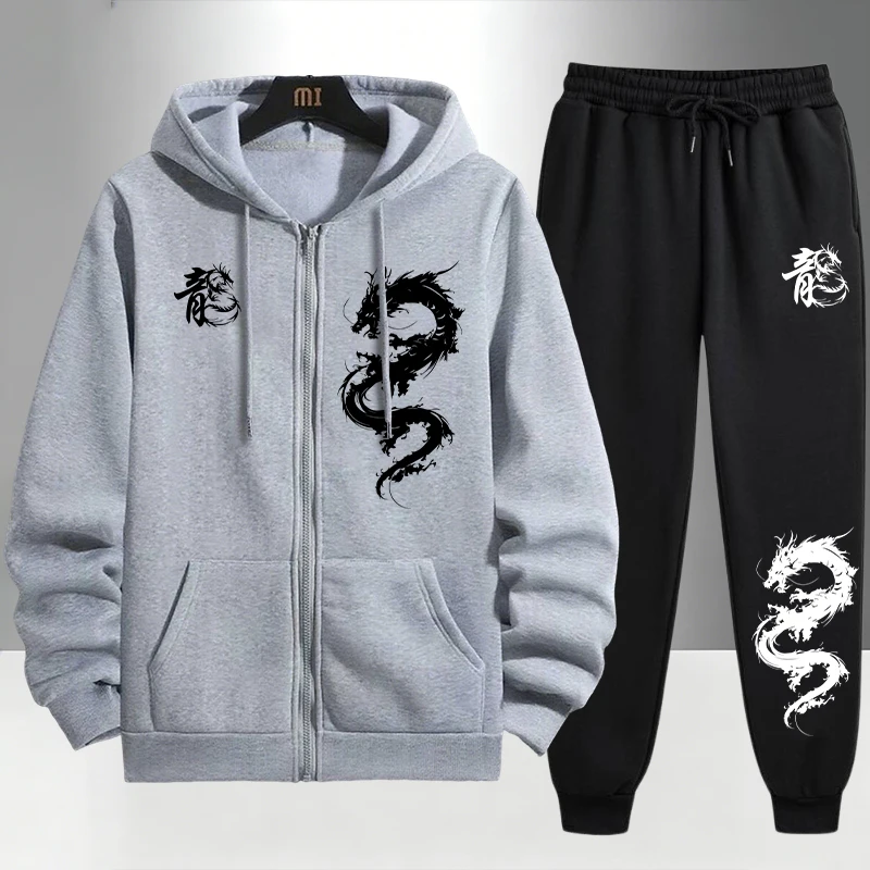 Chinese Dragon Print Tracksuit - Mens Fashion Urban ulasan dan harga