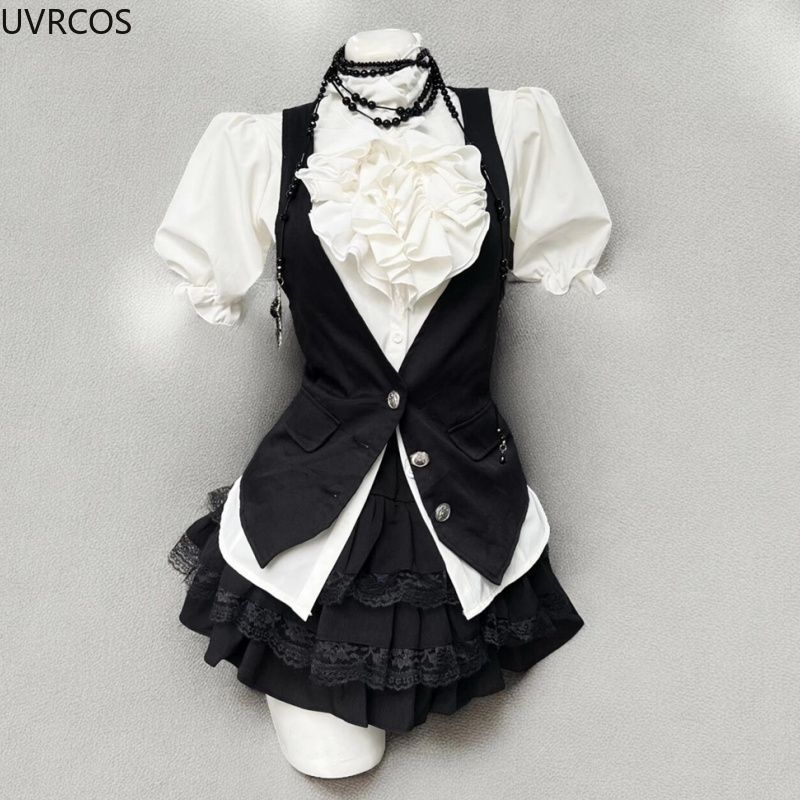 Y2k Aesthetic Lolita Style Swe - Formal Waistcoat Vest ulasan dan harga