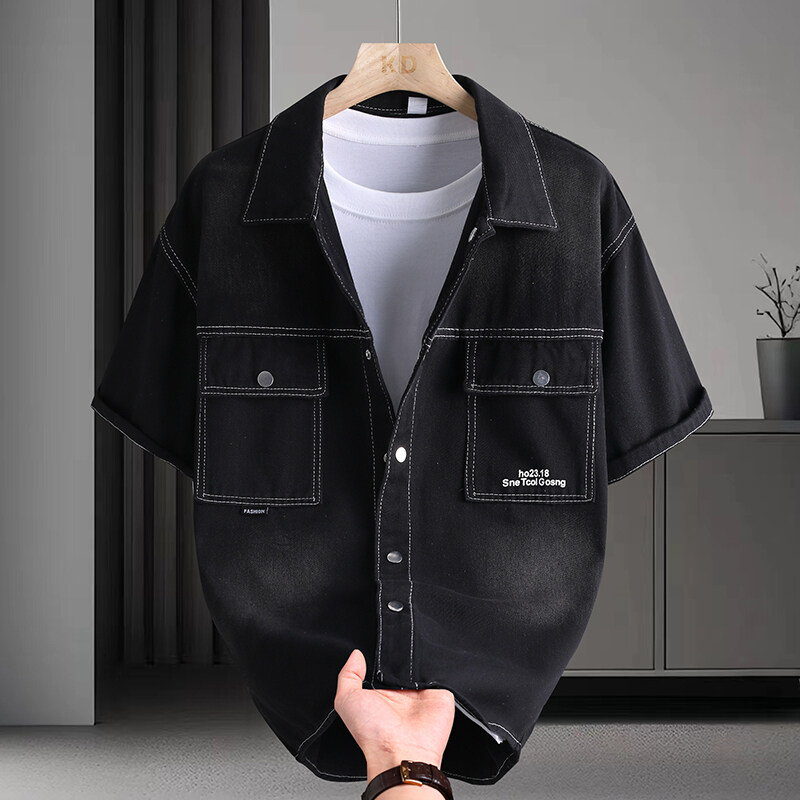 Men's Denim Shirt Summer Fashi - Mens Fashion Urban ulasan dan harga