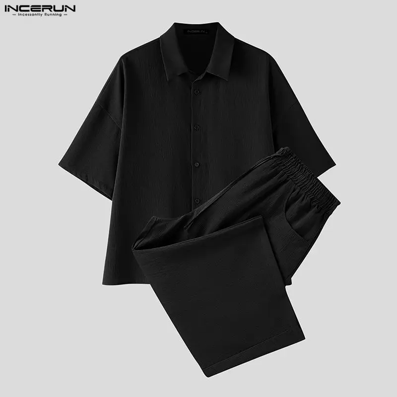 INCERUN Men's Sets Solid Lapel - Men'S Fashion For 2026 ulasan dan harga