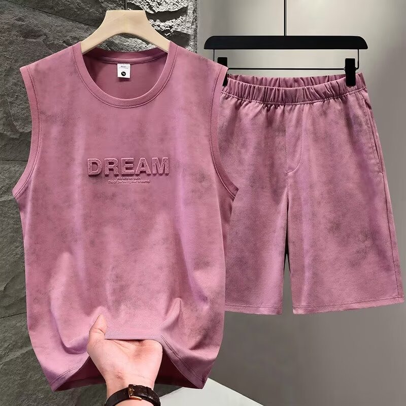 Summer 2pcs Tie Dye Vest Sets  - Track Suit Men ulasan dan harga