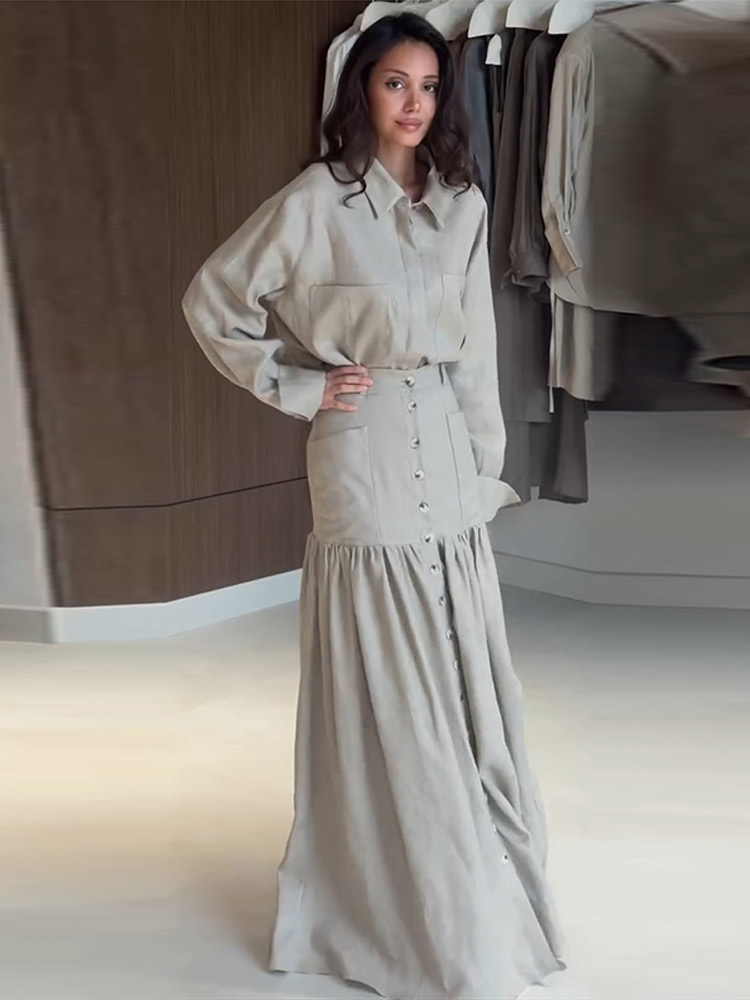 Vintage Solid Shirt Skirt Wome - Men'S Fashion Outfits 2026 ulasan dan harga