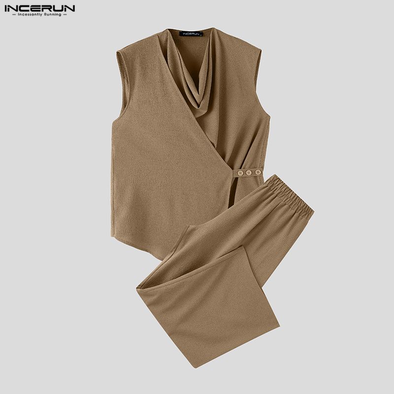 INCERUN Men Sets Solid Color S - Track Suit Men ulasan dan harga