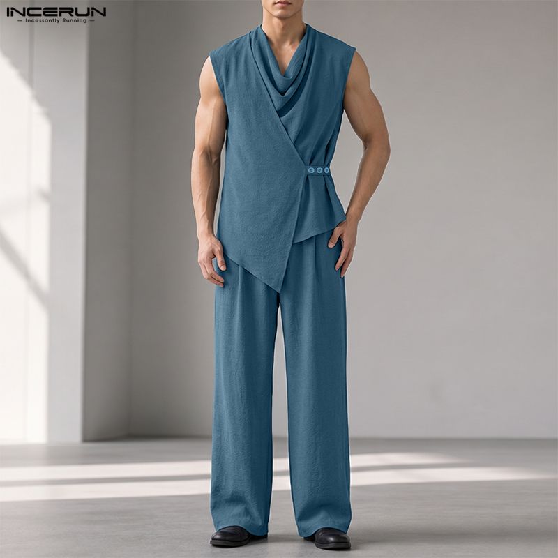 INCERUN Men Sets Solid Color S - Track Suit Men ulasan dan harga