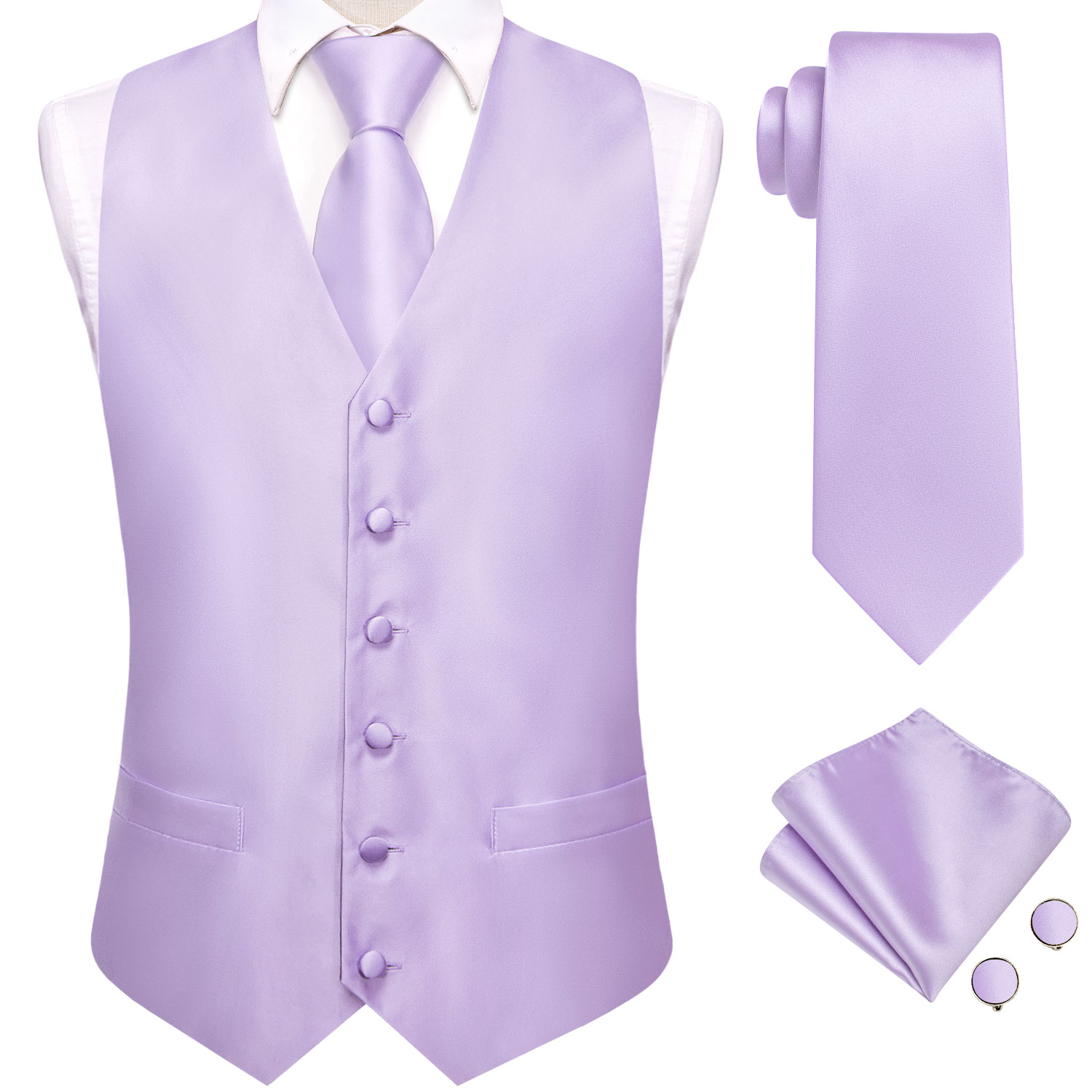 Hi-Tie Solid Voilet Lilac Mens - Formal Waistcoat Vest ulasan dan harga