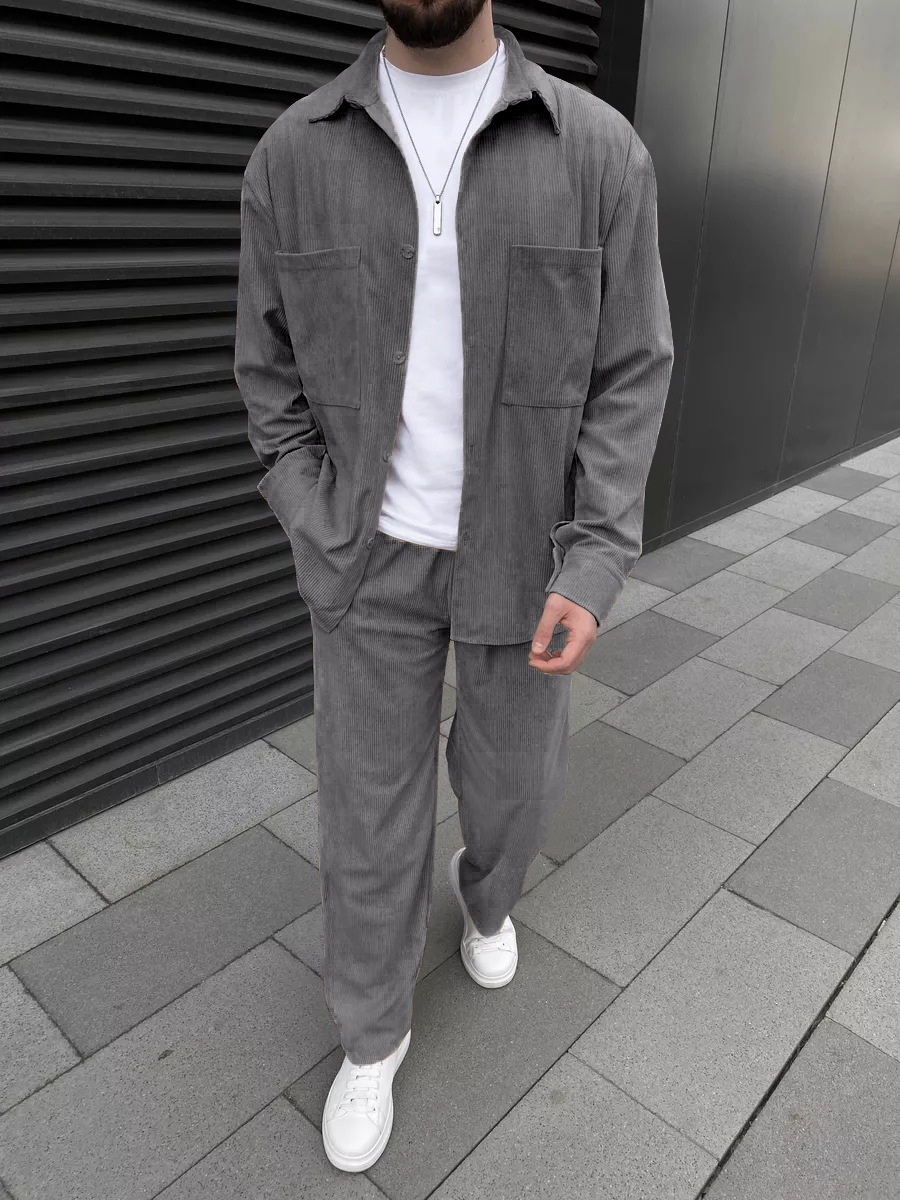 Men's corduroy two-piece outfi - Men'S Spring Fashion ulasan dan harga