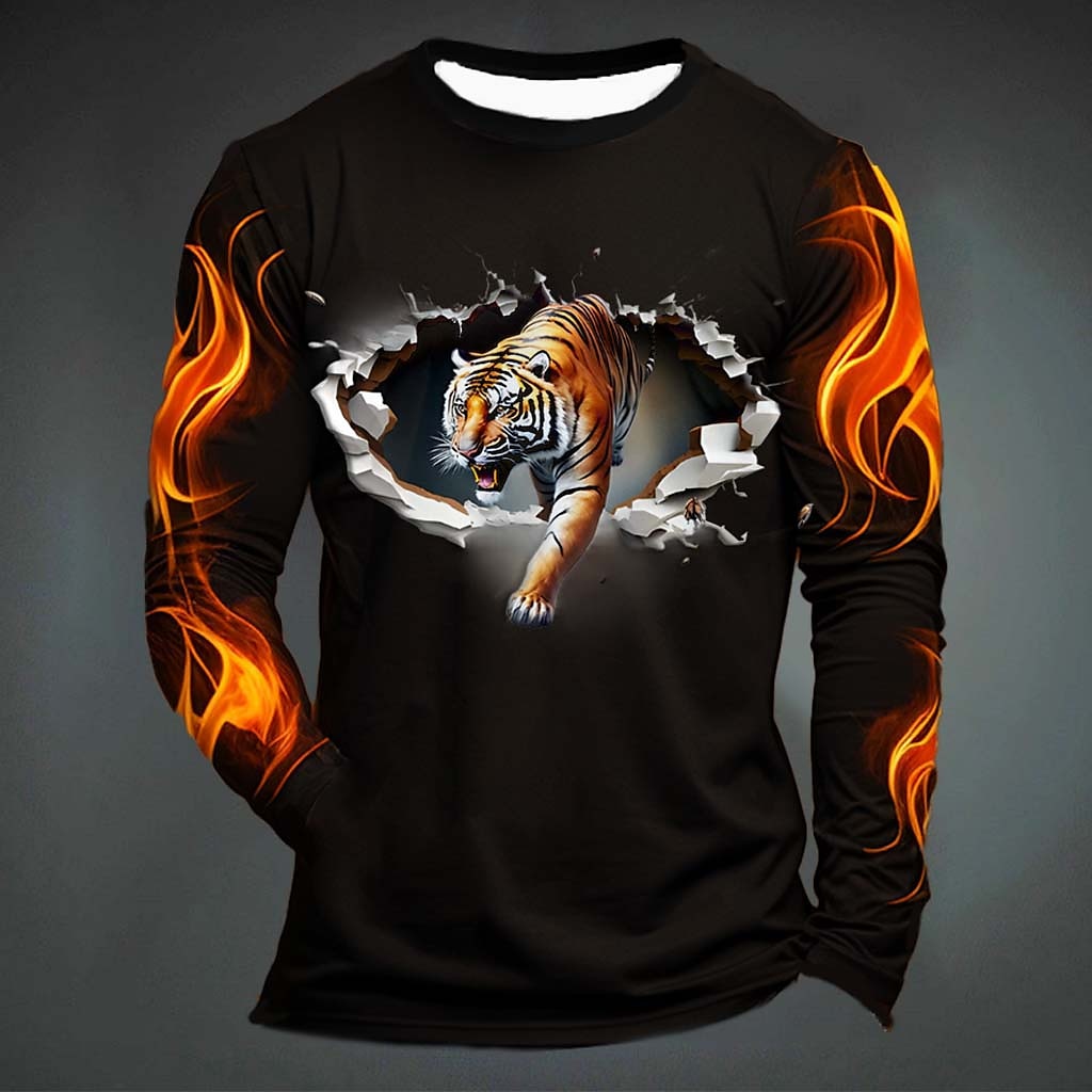 Funny Tiger Print T Shirt For  - Men'S Spring Fashion ulasan dan harga