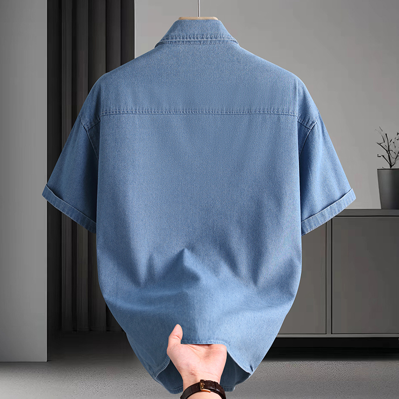 Men's Denim Shirt Summer Fashi - Mens Fashion Urban ulasan dan harga