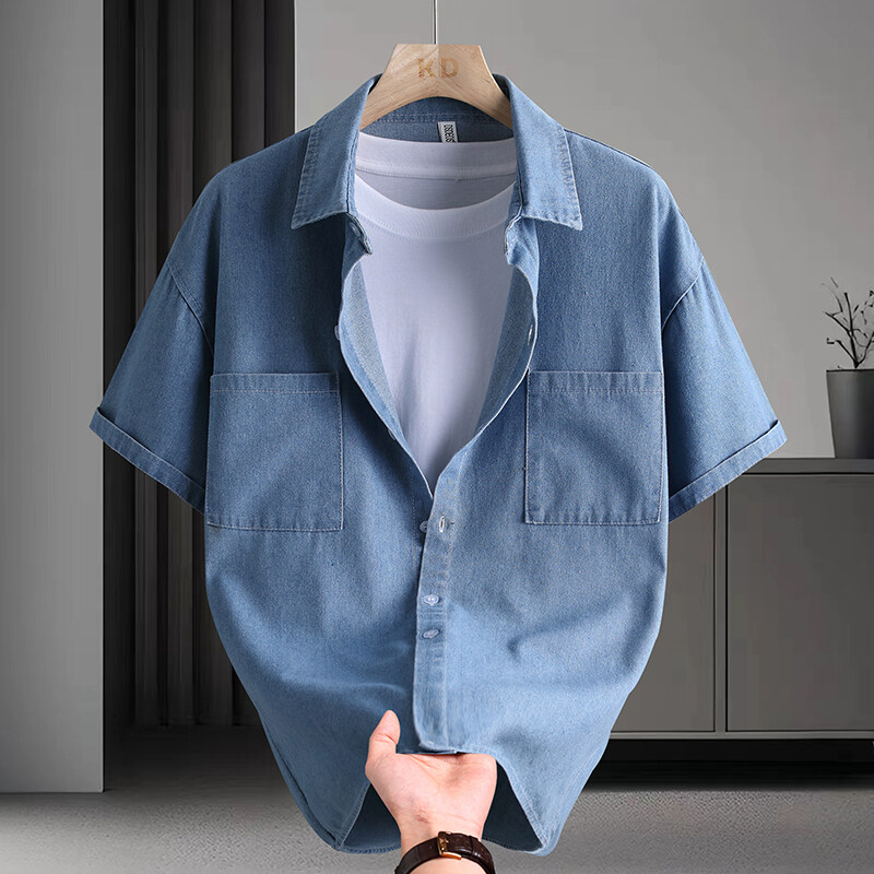 Men's Denim Shirt Summer Fashi - Mens Fashion Urban ulasan dan harga