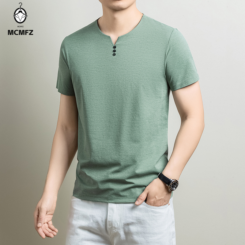 Mens Basic Henley T Shirt Comf - Men'S Fashion 2025 ulasan dan harga