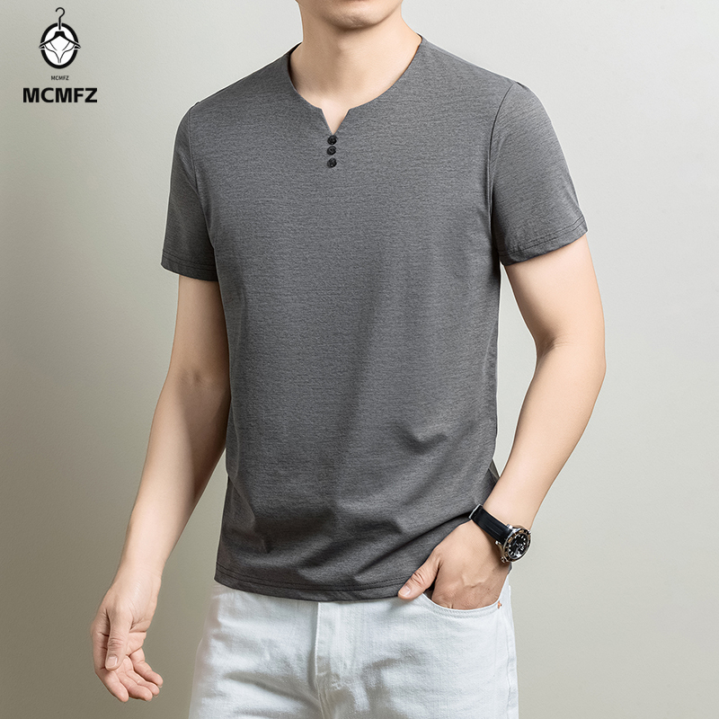 Mens Basic Henley T Shirt Comf - Men'S Fashion 2025 ulasan dan harga