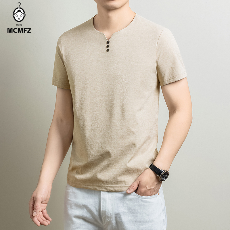 Mens Basic Henley T Shirt Comf - Men'S Fashion 2025 ulasan dan harga