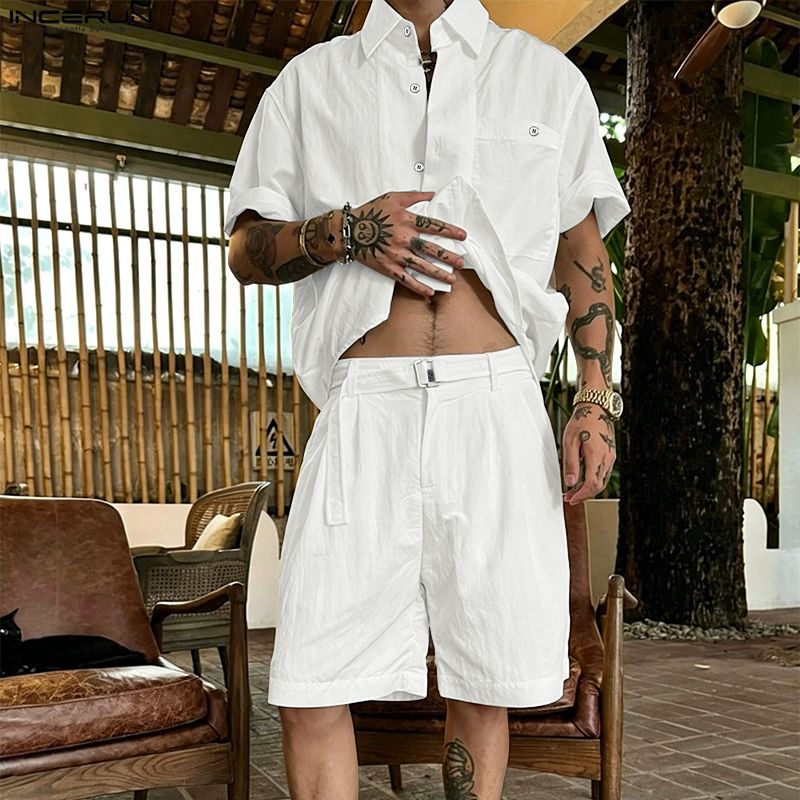 INCERUN Men Sets Solid Lapel S - Track Suit Men ulasan dan harga
