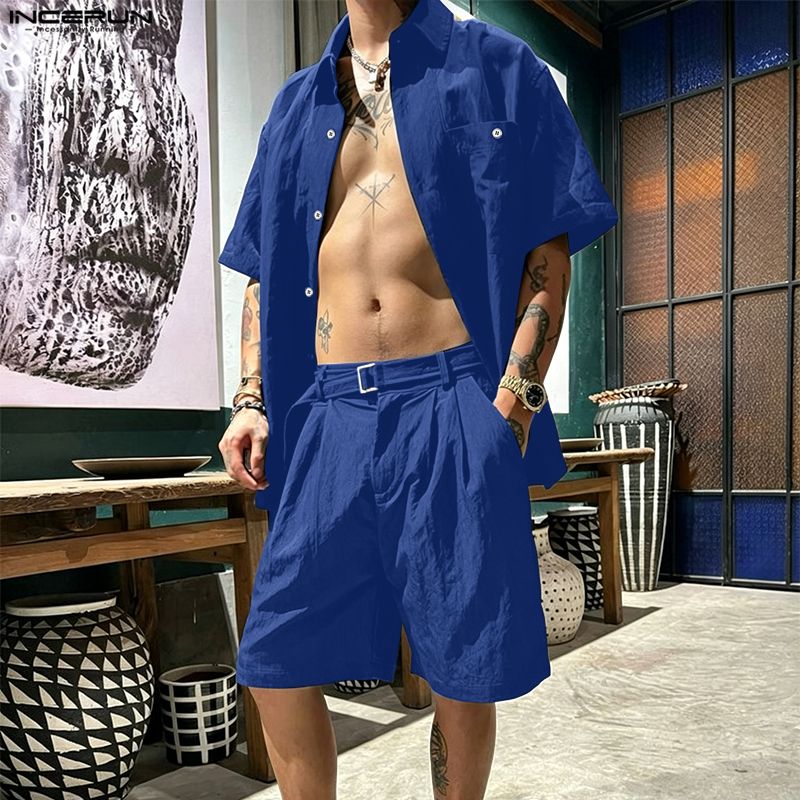 INCERUN Men Sets Solid Lapel S - Track Suit Men ulasan dan harga