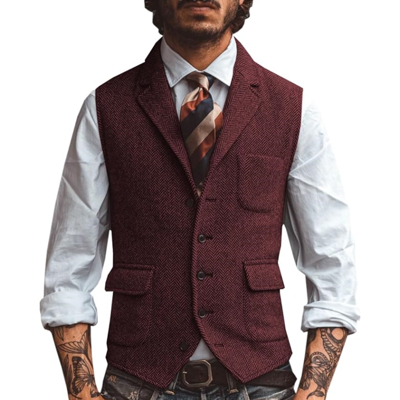 New V Neck Lapel Men's Suits V - Formal Waistcoat Vest ulasan dan harga