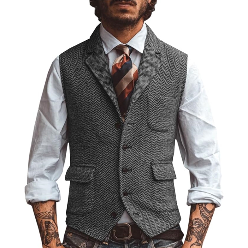 New V Neck Lapel Men's Suits V - Formal Waistcoat Vest ulasan dan harga