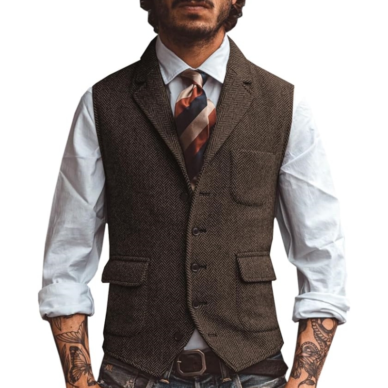 New V Neck Lapel Men's Suits V - Formal Waistcoat Vest ulasan dan harga
