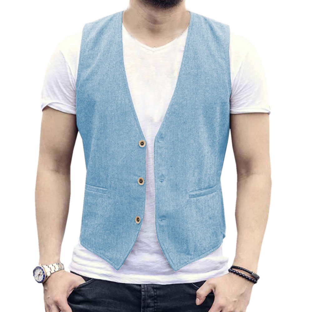 V Neck Men's Linen Vest Single - Formal Waistcoat Vest ulasan dan harga