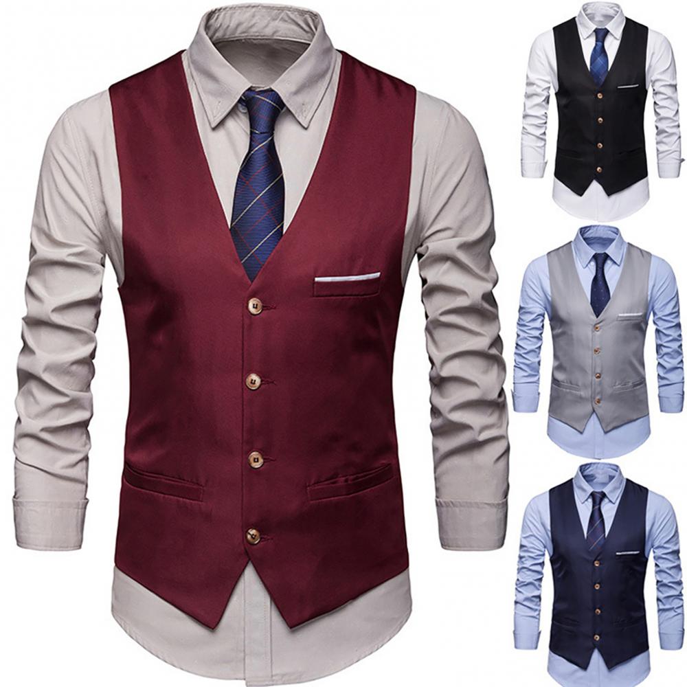 Dress Vests For Men Slim Fits  - Formal Waistcoat Vest ulasan dan harga