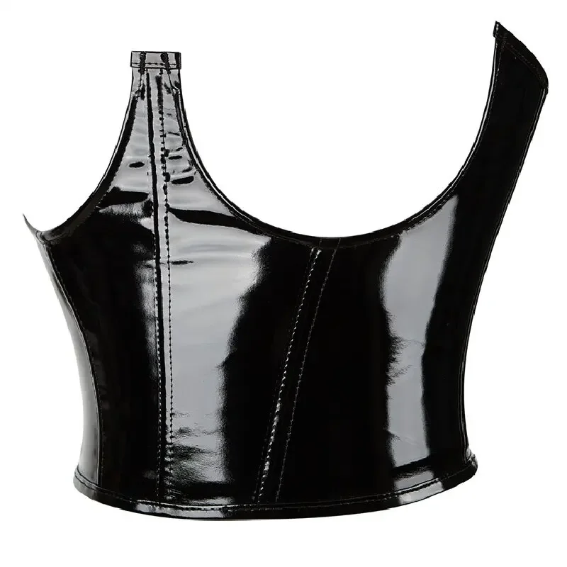 Women Mirror Gloss Patent Leat - Formal Waistcoat Vest ulasan dan harga