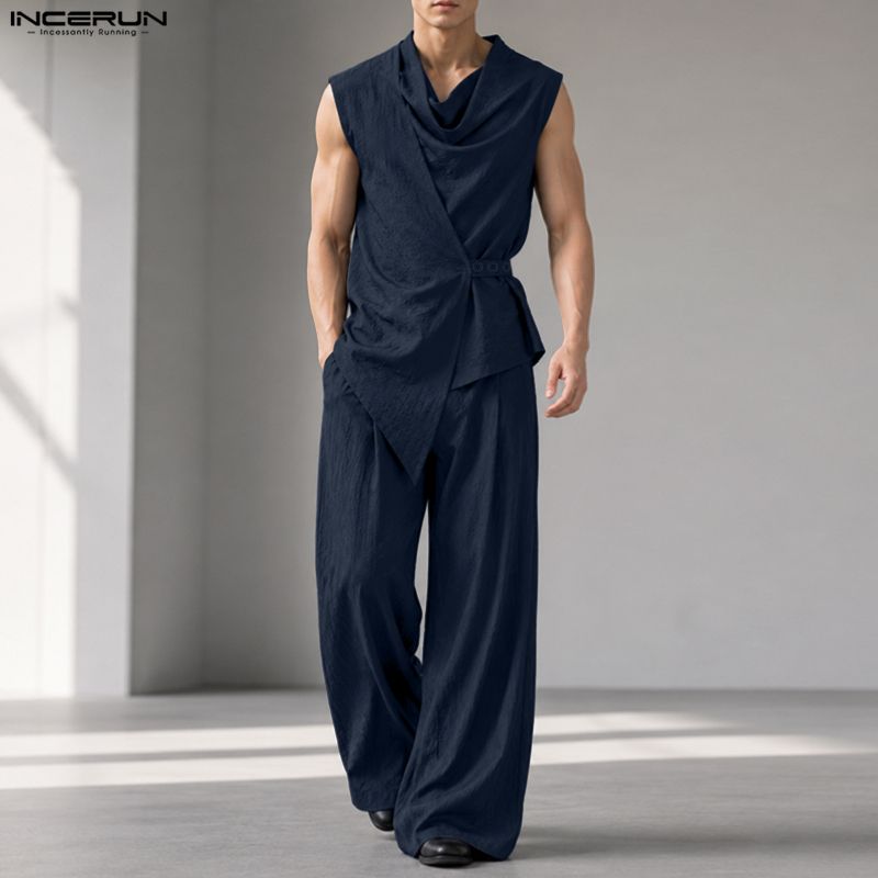 INCERUN Men Sets Solid Color S - Track Suit Men ulasan dan harga