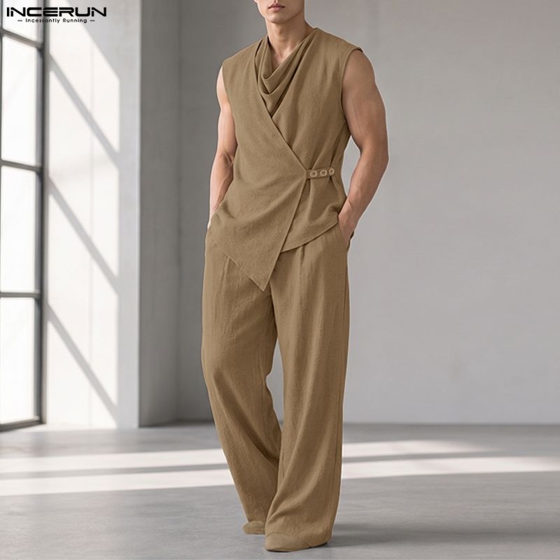 INCERUN Men Sets Solid Color S - Track Suit Men ulasan dan harga