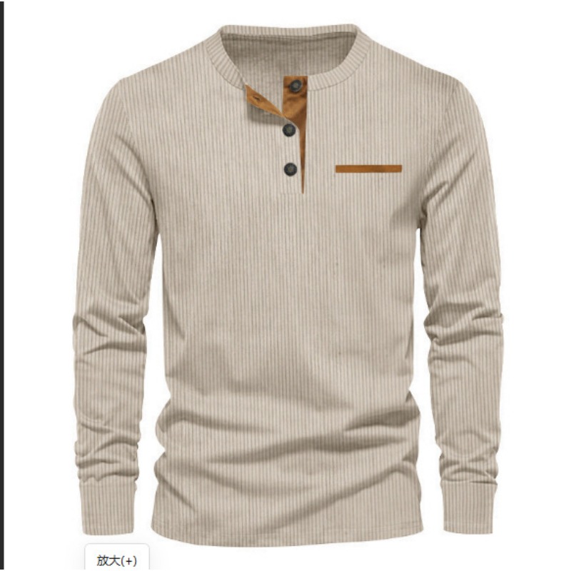 Men's Corduroy Henley Neck Lon - Men'S Fashion 2025 ulasan dan harga