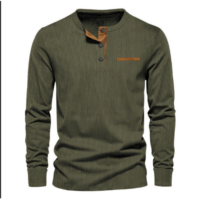 Men's Corduroy Henley Neck Lon - Men'S Fashion 2025 ulasan dan harga
