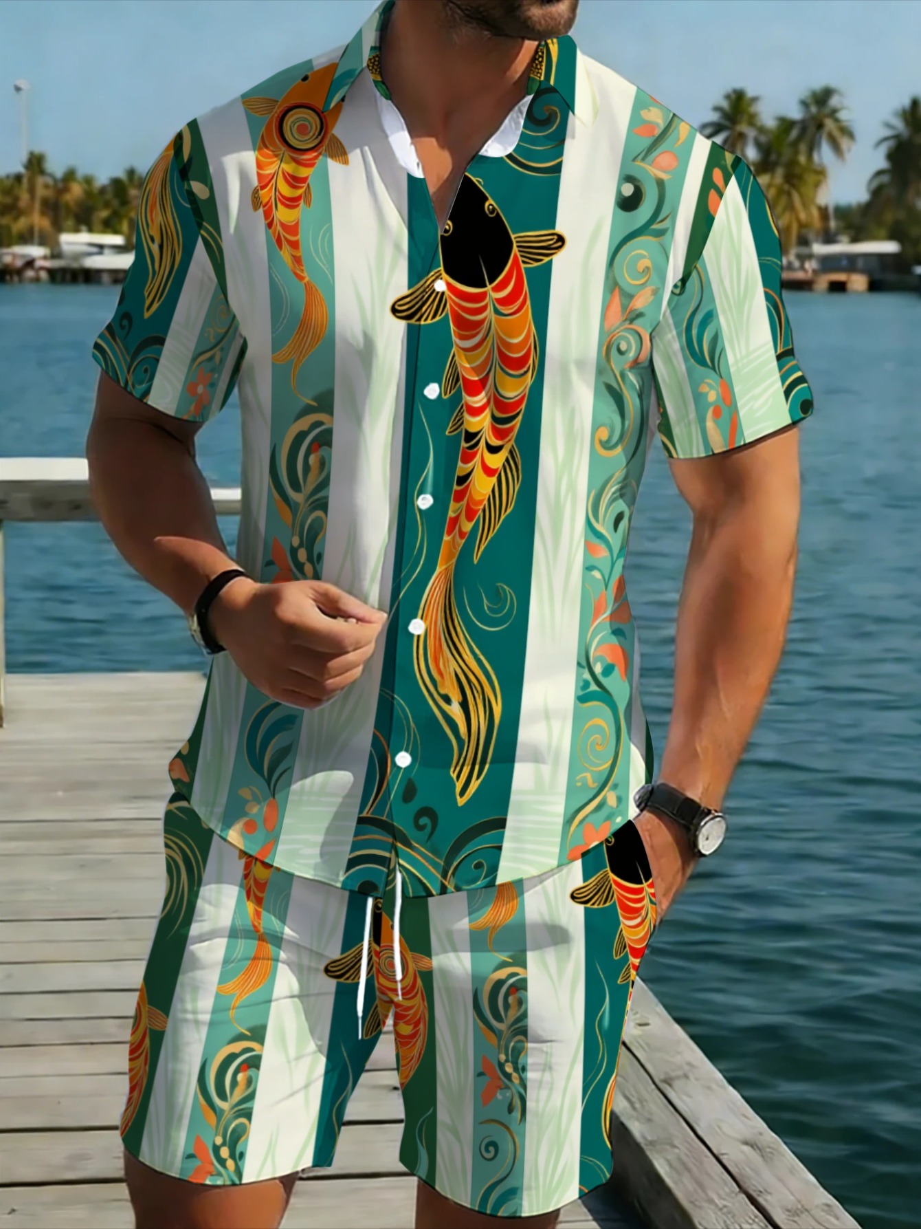Traditional Lucky Fish Graphic - Track Suit Men ulasan dan harga