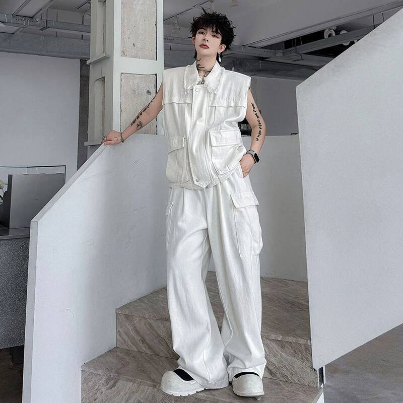 LUZHEN 2026 Summer Solid Color - Men'S Fashion Vest With Jeans ulasan dan harga